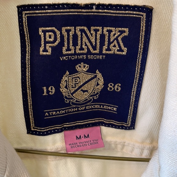 Pink by Victoria’s Secret White Denim Moto Jacket - Picture 2 of 6
